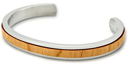 NaturSchatulle Armreif Silber mit Holz Edelstahl Holzschmuck Armband Damen Frauen Armschmuck Kirsche Geschenk Accessories
