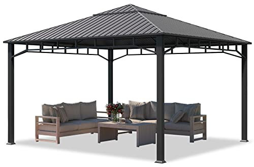 TOOLPORT Gartenpavillon 4x4 m Stahldach Hardtop ohne Seitenteile, Pfosten 9x9 cm