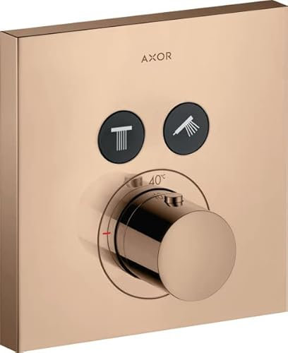 hansgrohe AXOR Starck ShowerSelect Square Thermostat Unterputz für 2 Verbraucher, 36715300, Farbe: Polished Red Gold