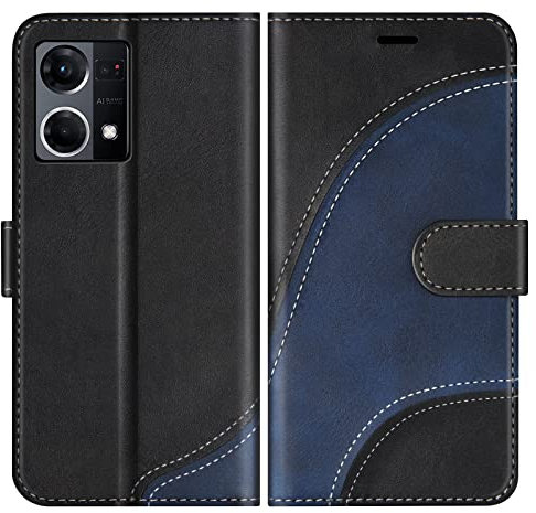 BoxTii Coque pour Oppo Reno 7 4G, Portefeuille Etui en Cuir PU, Magnétique Protection Housse Coque pour Oppo Reno 7 4G, Noir