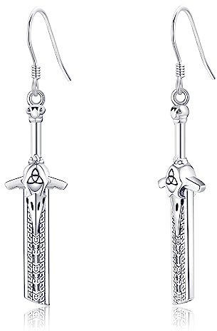 VENACOLY Broken Sword Ohrringe Sterling Silber Viking Raven Schädel Schwert Dangle Ohrringe Wikingerschmuck Geschenk für Männer Frauen