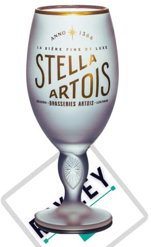 Roxley Stella Artois Unfiltered Frosted Pint Glass Also Comes with Branded Beer Mat, 2712