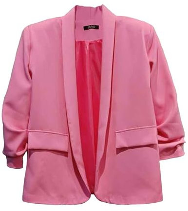 Miss Rouge Veste,Blazer,Couleur Unie,Manche 3/4,Rose,T.44