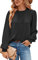 Odosalii Bluse Damen Schwarz Langarm Herbst Oberteile Klassisch Plissee Vorne Shirts Elegant Musselin Blusen Lose Freizeit Arbeitsshirt