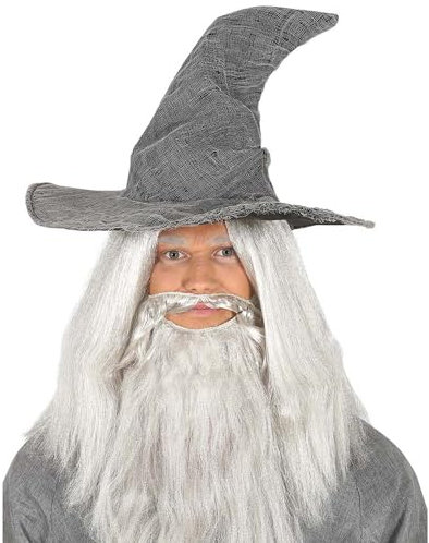PARTY DISCOUNT NEU Hut Zauberer/Hexe aus Fetzenstoff, grau