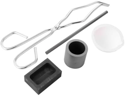COHEALI 5pcs Graphite Crucible Melting Kit for Jewelry High Purity Ingot Mold Torch Melting Tools Tong and Rod for Casting
