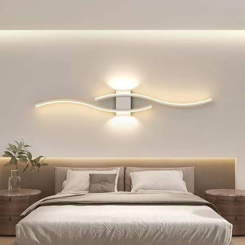Comely LED Wandleuchte Innen, 27W 3000LM Wandlampe LED Innen Curve Design, Weiß Flurlampe Wand Belechtung für Schlafzimmer, Arbeitszimmer, Wohnzimmer, Warmes Weiß 3000K