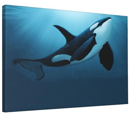 EgoMed Wandkunstdrucke, Leinwand-Wandkunst, hängendes Gemälde für Heimdekoration, Wohnzimmer, 30 x 45 cm,Der Träumer-Orca