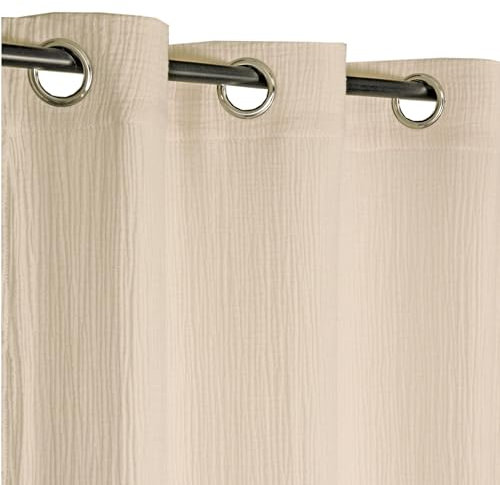 Atout Ciel Tenda in doppia garza di cotone con occhielli, 130 x 240 cm, pronta da appendere, beige