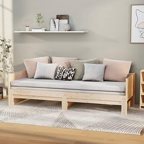 DYRJDJWIDHW boxspringbett 180x200,Bett 180x200,boxspringbett Ausziehbares Tagesbett Massivholz Kiefer 2X(80x200) cm