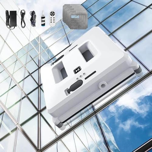 80w 3000pa Square Robot Window Cleaner, Robotic Home Automatic Glass Cleaner, Double Water Spraying, Strong Suction| Resistance Closed 20min for Interior Outside Windows