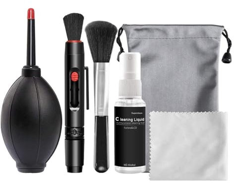 Kit de nettoyage professionnel pour appareil photo reflex numérique, entretien de l'objectif de l'appareil photo avec souffleur d'air, stylo de nettoyage d'objectif et brosse, chiffon en microfibre,