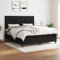 Willood Boxspringbett mit Matratze Schwarz 180x200 cm Stoff Block mit Quadraten Hohes Kopfteil