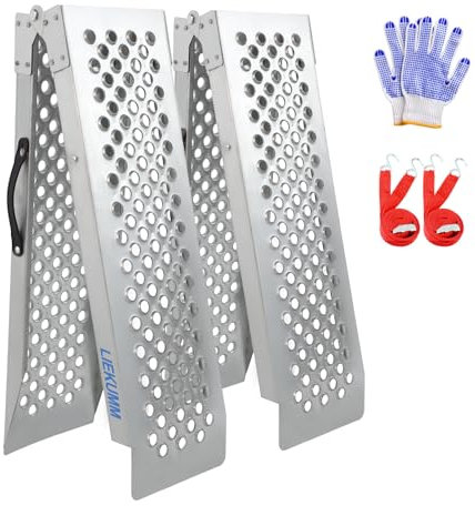 LIEKUMM Steel Foldable Loading Ramp, 150 x 23cm Folding Van Ramp, Heavy Duty Ramps with 600kg Capacity, Lawn Mower Ramps, Loading Ramp for Motorbike, Scooter, Bike, Pair