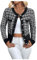 GORGLITTER Damen Kariert Cardigan Strickjacke Elegant Strickmantel Outwear Pullover Pulli Dünne Jacke Sweater mit Plaid Muster Schwarz und Weiß XS