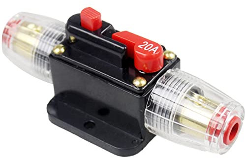 JIVIMOCO Audio Fotovoltaico Fusible Resetable Interruptor Automático Interruptor Reversible Portafusibles 20A