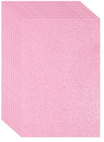 PATIKIL Foglio Schiuma Glitter Eva Rosa Lucido 11 x 8 Spessore 2mm Spessore Eva Schiuma Adesivi Fogli Gomma Feltro Glitterato Scintillante per Progetti Fai da Te, 10Pz