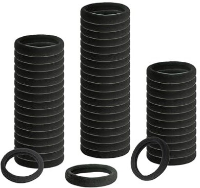 Schwarze nahtlose Haarbänder, 50 Stück, Haargummis für Damen, hohe Elastizität, keine Beschädigung, 4 cm, Handtuchring, Pferdeschwanzhalter