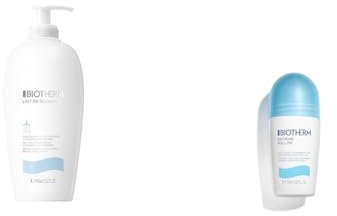 Biotherm Dusch- & Deo-Pflegeset mit Lait de Douche 400 ml & Deo Pure Roll-On 75 ml, feuchtigkeitsspendendes Duschgel & 48H Anti-Transpirant, Pflegeroutine für langanhaltende Frische