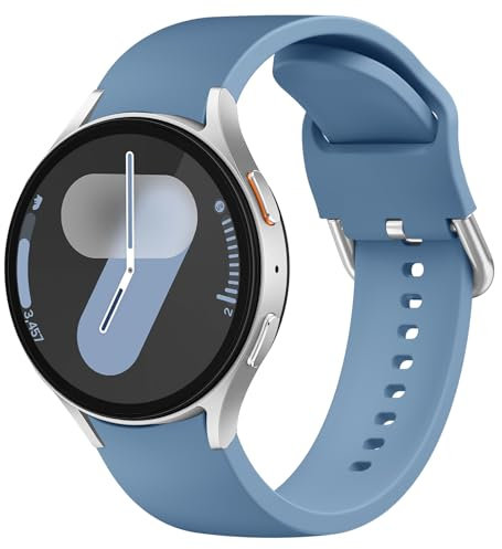 AK Bracelets Compatible avec Samsung Galaxy Watch 7/6/5 40mm 44mm/Watch 5 pro 45mm, Bracelet Silicone Soft pour Galaxy Watch 6 Classic 43mm 47mm Bracelet Montre 20mm Sport Femme Homme (Bleu Gris)