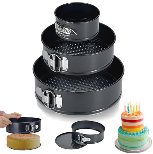 Reroon 3 Stück(10cm+18cm+23cm) Antihaft Springform Kuchenform Brotbackform Auslaufsicher für Kuchen, Pizza und Pfannkuchen