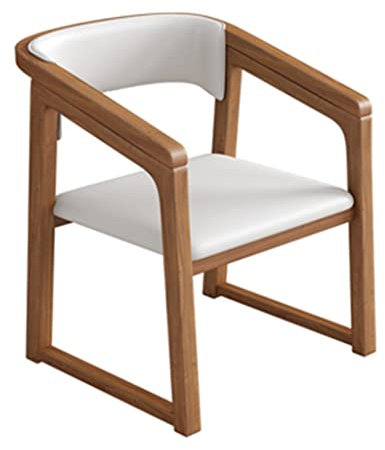 Chaises de salle à manger avec accoudoirs en bois et cuir synthétique - Design large et confortable pour salon, salle de réunion - Couleur noyer