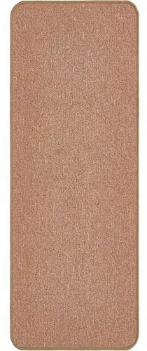 andiamo Teppich Grotone - Webteppich für das Wohnzimmer Schlafzimmer Esszimmer und den Flur - pflegeleichter unempfindlicher Teppich für das Büro 80 x 200 cm Cognac