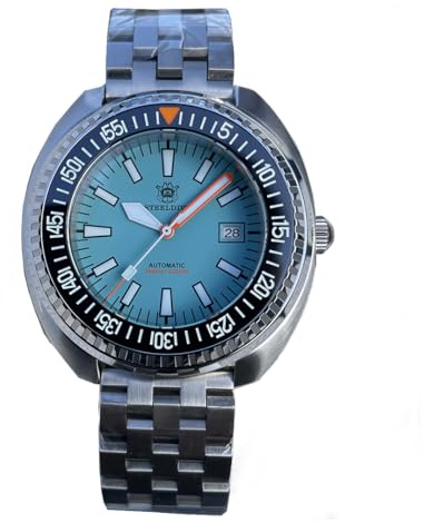 STEELDIVE NH35 Automatikuhren, türkisblaues Zifferblatt, Edelstahlband, 1000 m wasserdichte Uhr, V 2, Taucher