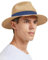 Zylioo Chapeaux de paille surdimensionnés XXL, chapeau de plage Panama XL avec cordon pour grandes têtes, chapeaux Fedora d'été géants UV, Fedora-Kaki-Blue, Large