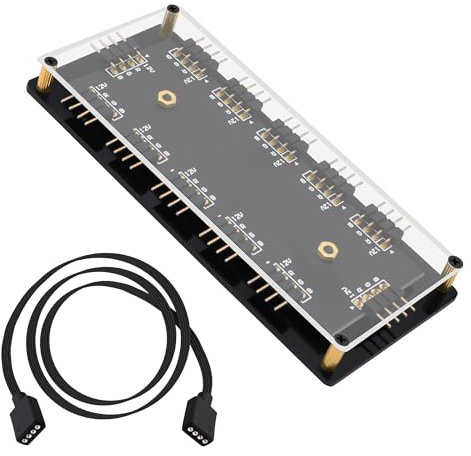 YARCHONN 12V 4PIN RGB Hub 1 a 11 Way RGB LED Fan Splitter Hub Controller con Caso / 50CM Cavo di Estensione per Scheda madre estesa RGB Interfaccia