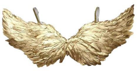 SHINROAD Accesorio de ala de ángel para adultos, disfraz de alas doradas para adultos y niños, plumas, Halloween, Navidad, carnaval, fiestas de máscaras, ligero, con 60 cm