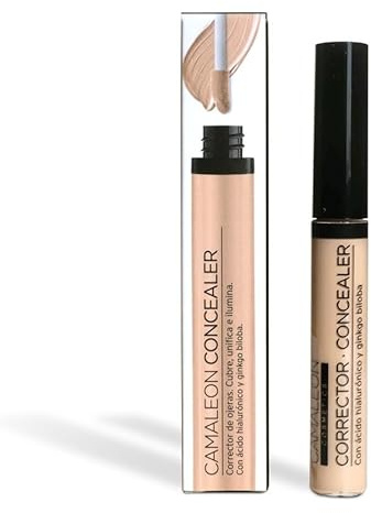 Camaleon Cosmetics - Corrector de Ojeras con Ácido Hialurónico y Ginkgo Biloba - Textura Cremosa - No Cuartea - 4 tonos disponibles: Light, Natural, Medium y Gold - vegano (Tono Light)