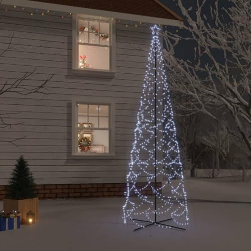 Brokky 343510 Albero di Natale a Cono Bianco Freddo 1400 LED 160x500 cm Albero Pasqua Decorazioni Natale-Decorazioni Casa Matrimonio Centrotavola Addobbi Christmas Natalizie Natalizi Halloween Finti D