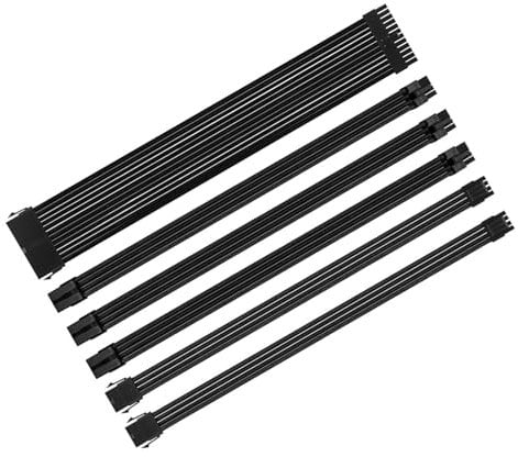 Whltzf Cable Extensión Fuente Alimentación PC 30 Cm con 1x24pin/2x8pin (4+4) CPU/3x8pin (6p+2p) Cable Manga PCIe para Fuente Alimentación PC Cable Extensión Fuente