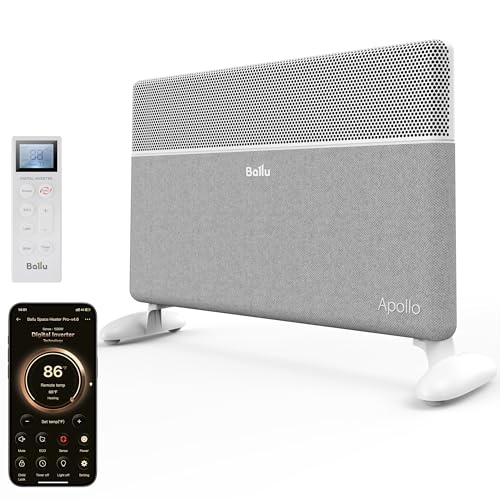 Ballu Convection Panel Space Heater for Large Room,Smart Quiet Heater with Programmable Thermostat,WiFi App Control,Inverter Energy Efficient for Indoor Use,Compatible with Alexa,White