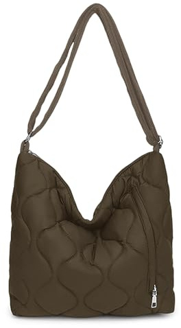 Mabecol Damen Shopper Tashe Groß Puffer Tote Bag Handtasche Umhängetasche Schultasche Daunentasche Sporttasche Wasserdichte Einkaufstasche Laptop 15,6 Zoll mit Reißverschluss