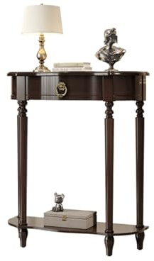 STARHMLUX Halbrund Konsole Tisch Mit Schublade, Flur Tisch Kommode mit Unterem Regal für Diele & Wohnzimmer, Moderne Halbmond konsolentisch für Eingangsbereich Black 70cm