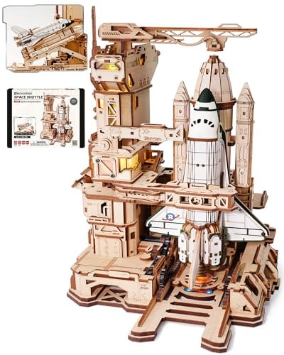 ROBOTIME Raumfähre Holzmodell mit Dynamischer Startrampe, LKA02