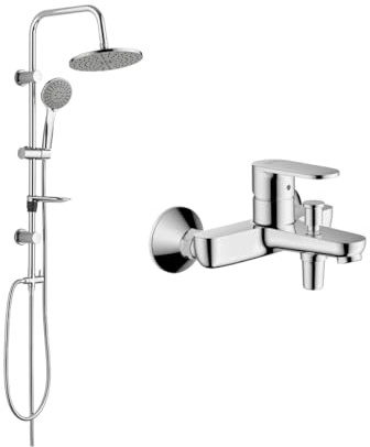 Belvit Hansgrohe Vernis Blend Wannenmischer Set, Chrom Grau
