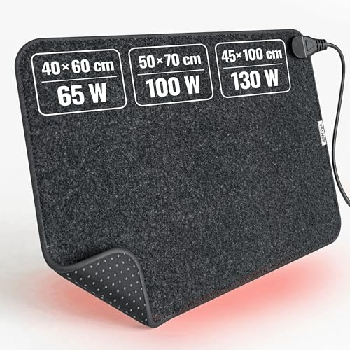 VASNER iCarp Infrarot Heizteppich – Heizmatte Fußboden Büro Schreibtisch Wohnzimmer – Elektrische Fußheizmatte Infrarot – Heizteppich Wärme Füße wählbare Größen 65–130 W (LED, 40 x 60)