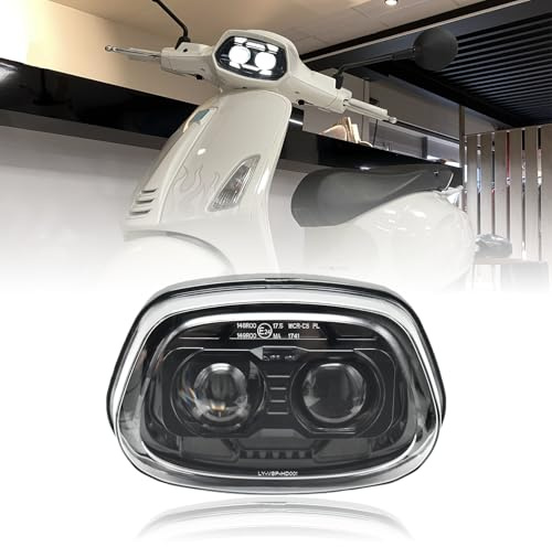 bamotoop LED Motorrad Scheinwerfer E-GeprüFt Mit Fern- und Abblendlicht Tagfahrlicht für Vespa Sprint 50 125 150 GL Super GTR 2017-2025