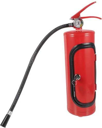 POPETPOP Creative Fire Extinguisher Style Wine Storage Box in Red Metal and Plastic Materials with Cup and Wine Bottle Holders, Portable Bar Accessory for Home or Picnic Use