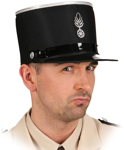 Krause & Sohn Polizeimütze schwarz Erwachsene französischer Stil Einheitsgröße 61 cm Kostüm Zubehör Fasching Karneval Polizei Hut Damen Herren Uniform Mütze