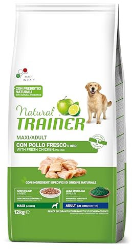 Natural Trainer Maxi Cibo per Cani Adulti con Pollo Fresco e Riso - 12kg