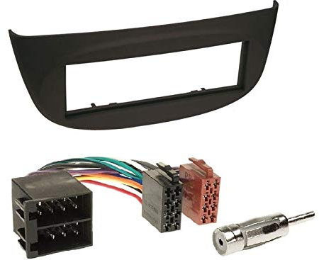 1 Din Radio Einbauset Blende Radioanschlusskabel Antennenadapter für Renault Twingo II (N) 2007-2014 schwarz