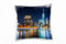 Paul Sinus Art City, New York, Manhattan, Nacht, blau, orange Deko Kissen 40x40cm für Couch Sofa Lounge Zierkissen - Dekoration zum Wohlfühlen