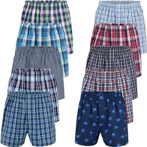 City Life 10er Pack Herren Boxershorts 100% Baumwolle - Atmungsaktive Webboxer, bequem & trocknergeeignet, S-4XL