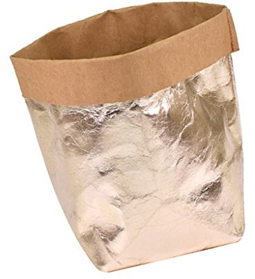 LOVIVER 3 Größen wasserdichte Kraftpapiertüte Plant Pot Schreibtisch Aufbewahrungskoffer 4 Farben, Roségold, 20x20x35cm