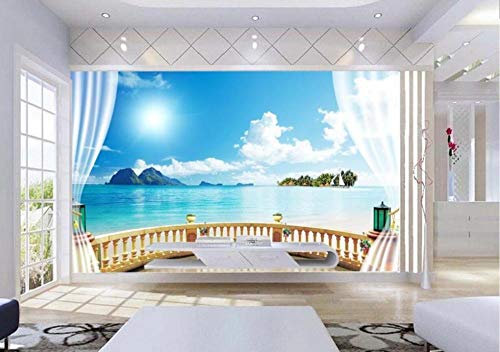3D stereoskopische Fototapete Fenster Landschaft Tapete für Wände Außenbereich Ziegeltapete 3D Wohnzimmer Wandbild, 350*245cm