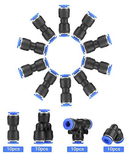 40Pz Raccordi Rapidi Pneumatici 4 Forme Connettore a Pressione Pneumatica per Tubo Dell'aria e Dell'acqua